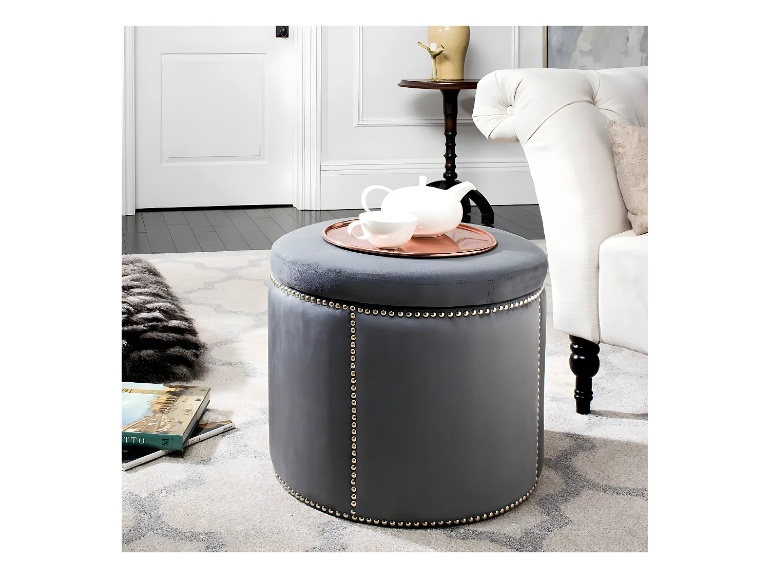 Banc & Ottomane Gris 56 X 56 X 48 cm - Nira
