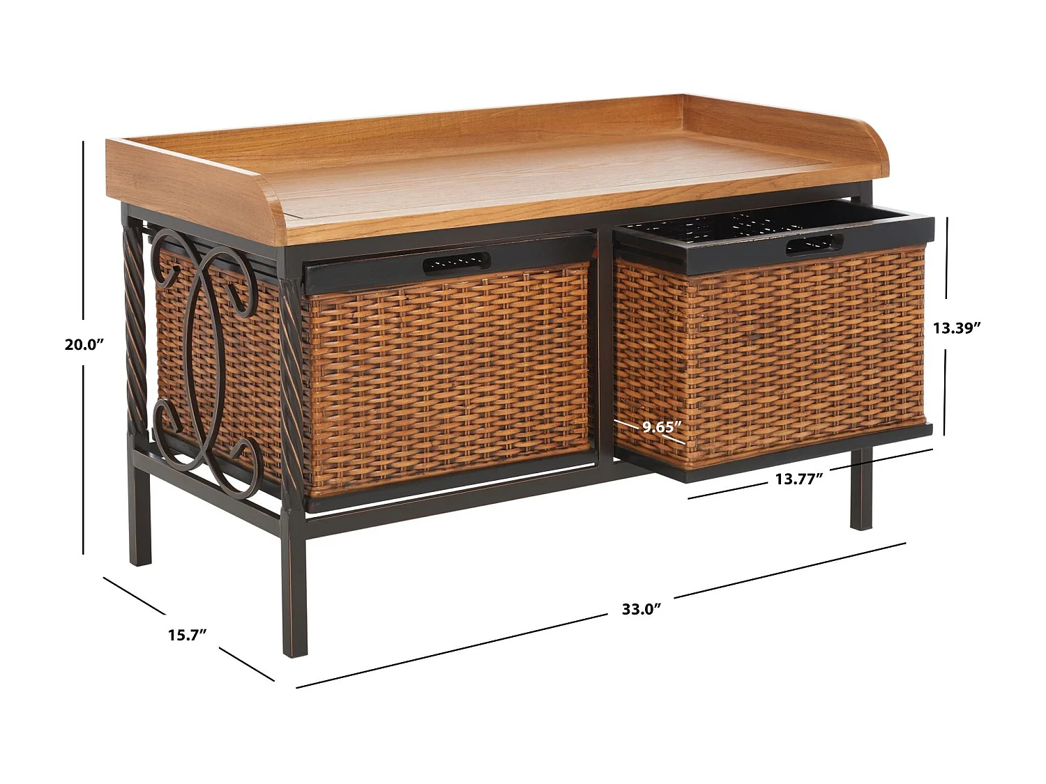 Banc & Ottomane Étain et frêne 40 X 84 X 50.8 cm - Marcelle