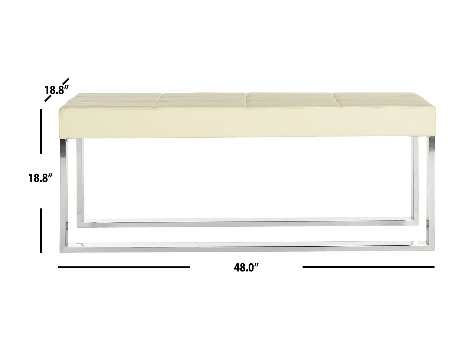 Banc & Ottomane Crème 48 X 122 X 47.75 cm - Elfie