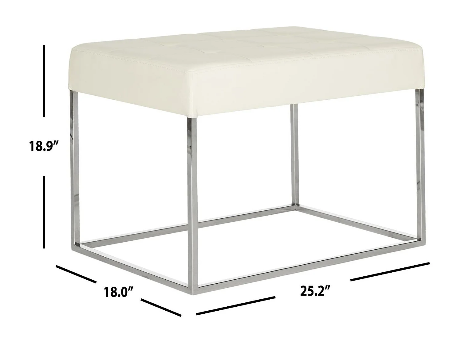 Banc & Ottomane Crème 46 X 64 X 48 cm - Gertha