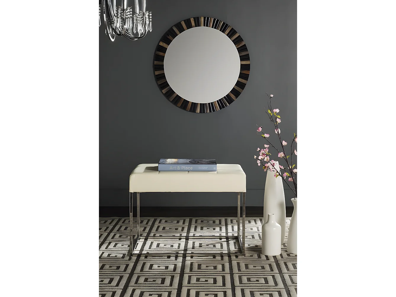 Banc & Ottomane Crème 46 X 64 X 48 cm - Gertha