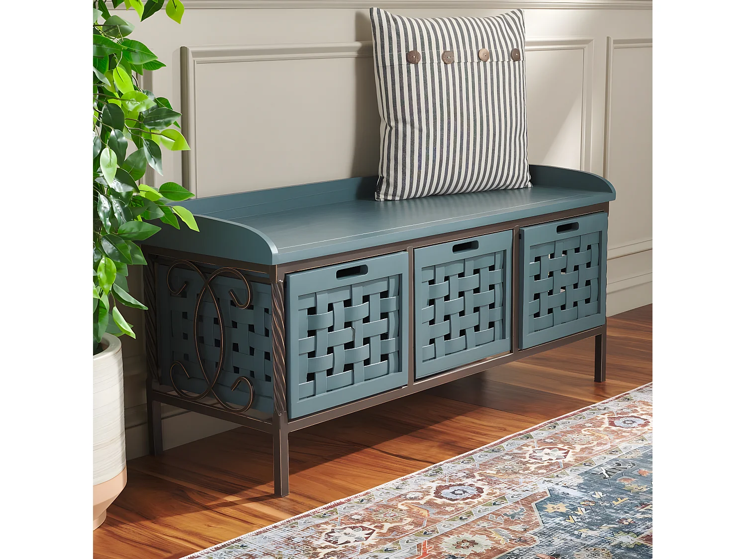 Banc & Ottomane Sarcelle 39 X 108 X 50.8 cm - Romaine