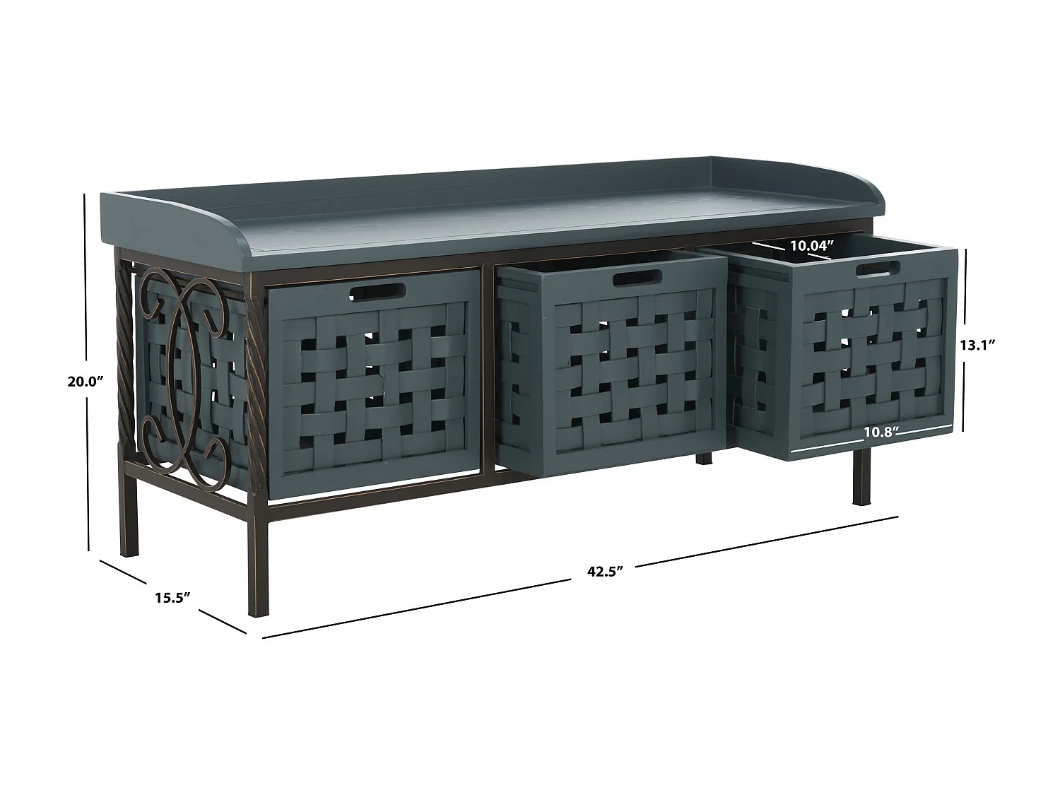 Banc & Ottomane Sarcelle 39 X 108 X 50.8 cm - Romaine
