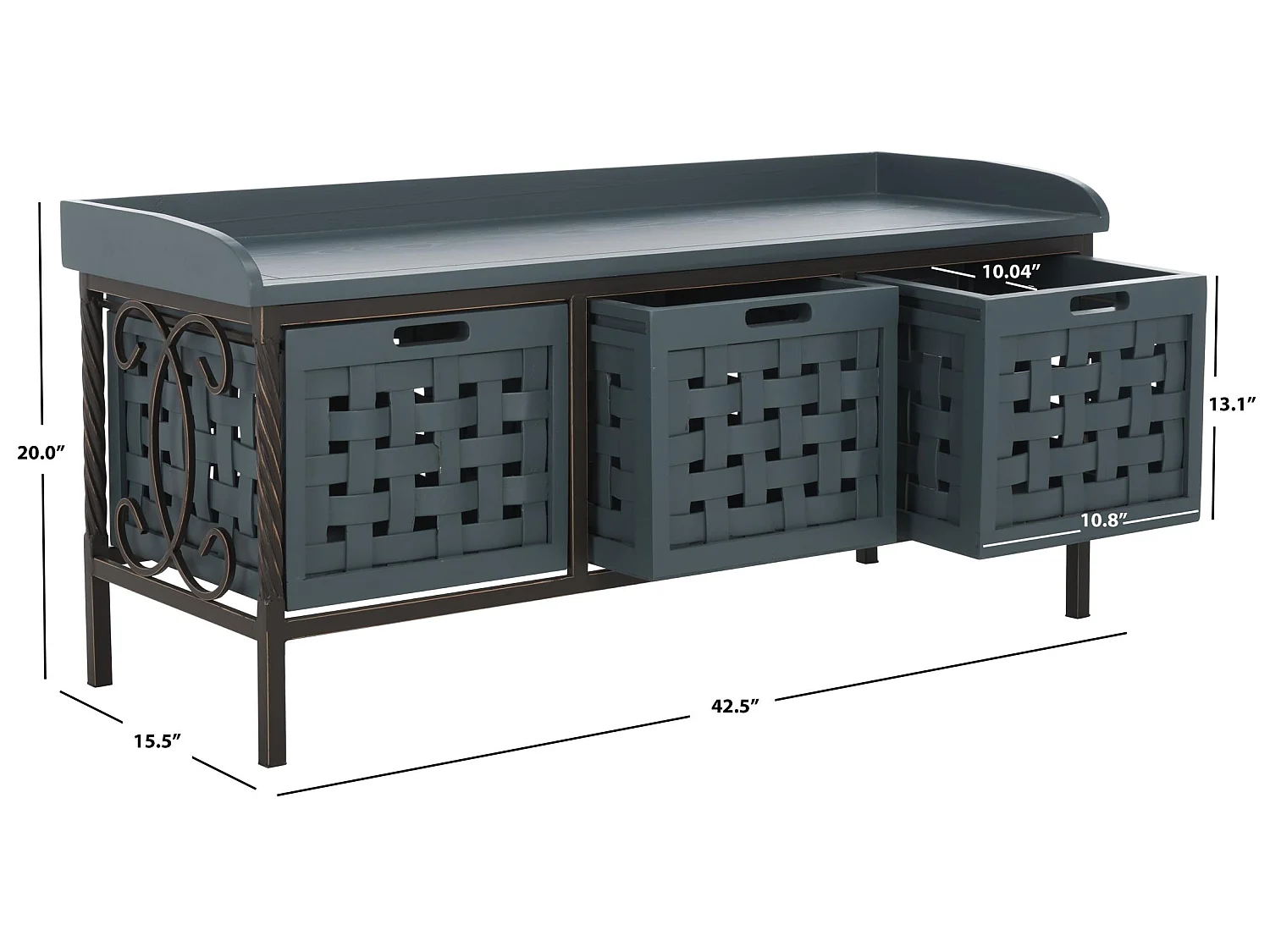 Banc & Ottomane Sarcelle 39 X 108 X 50.8 cm - Romaine