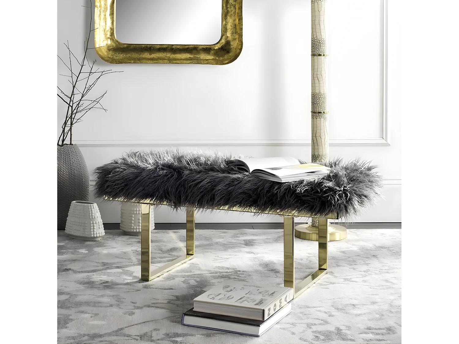 Banc & Ottomane Blanc 46 X 97 X 43.94 cm - Margretta