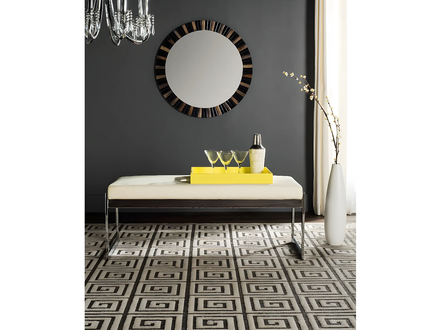 Banc & Ottomane Crème 45 X 110 X 40.13 cm - Lesta