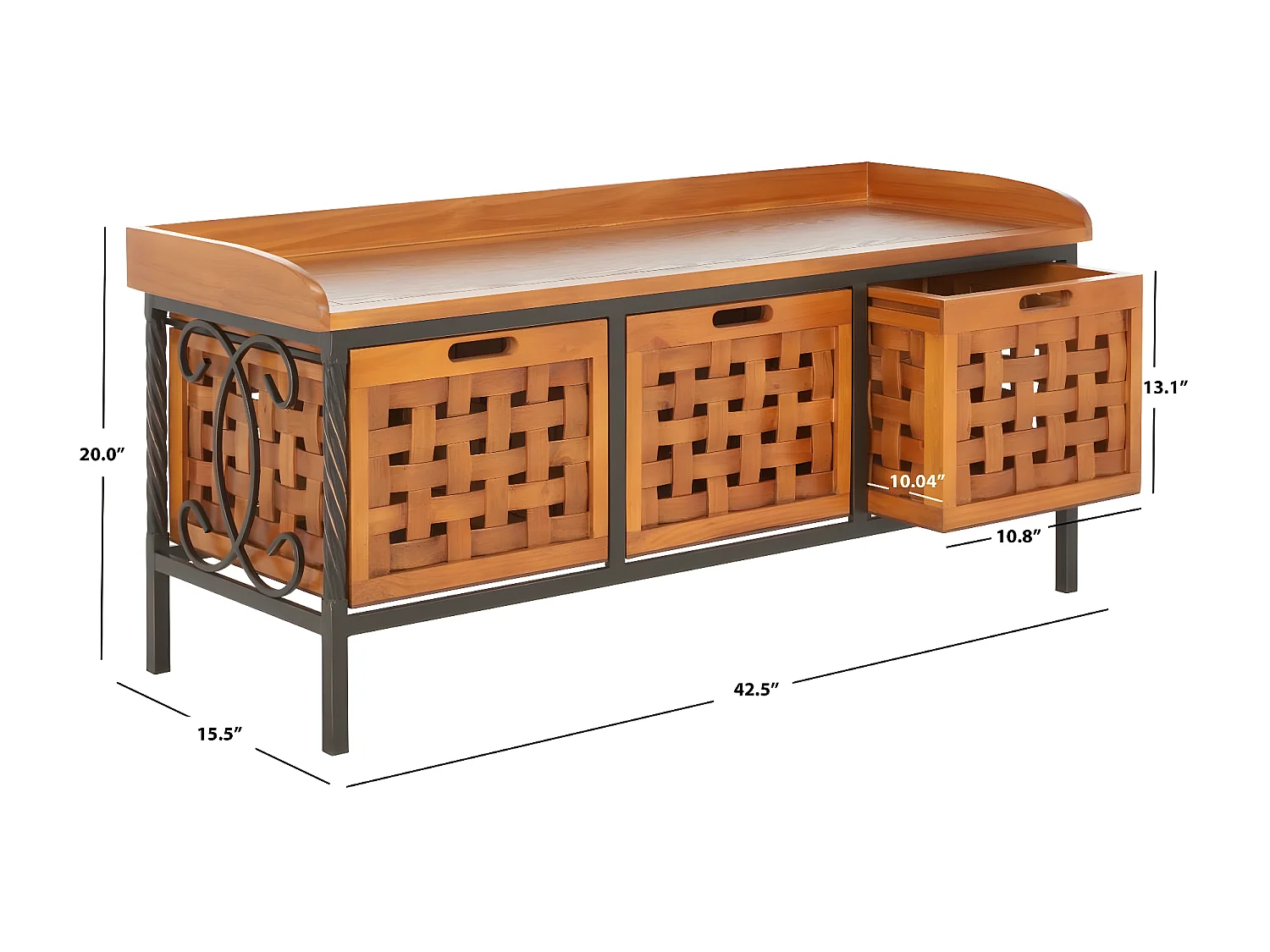 Banc & Ottomane Chêne 39 X 108 X 50.8 cm - Romaine