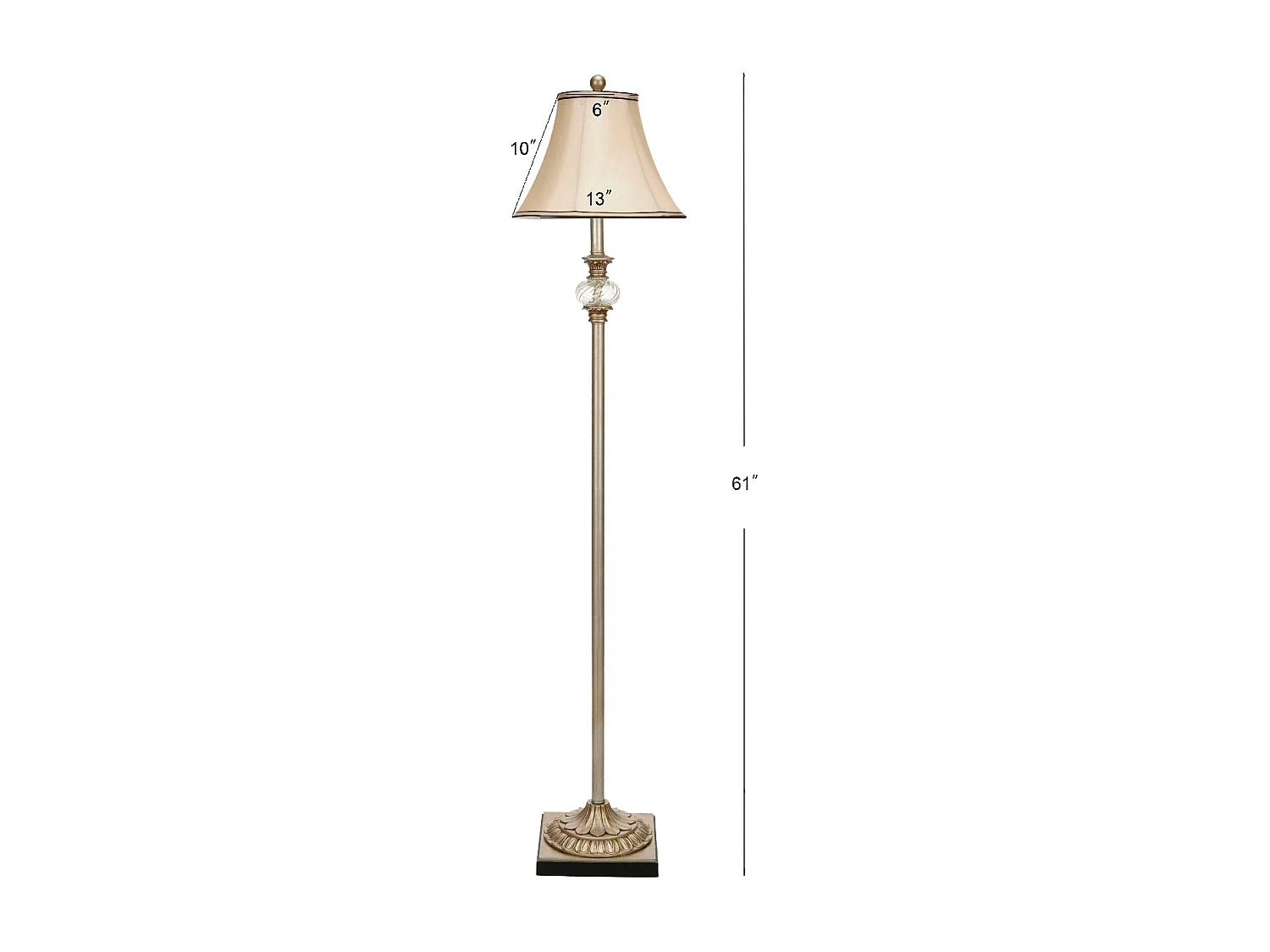 Lampadaire argent 33 X 33 X 154.94 cm - Joanne