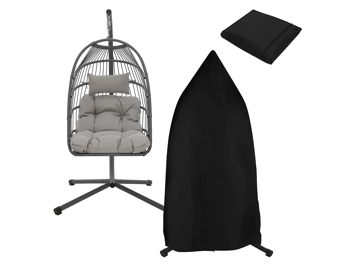 Sedia pensile con telaio grigio chiaro e custodia max. 150kg per interno/esterno