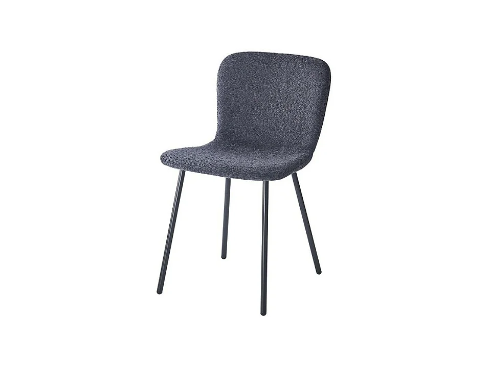 Chaise revêtement bouclé pour salle à manger coloris gris foncé. Collection ALCAN