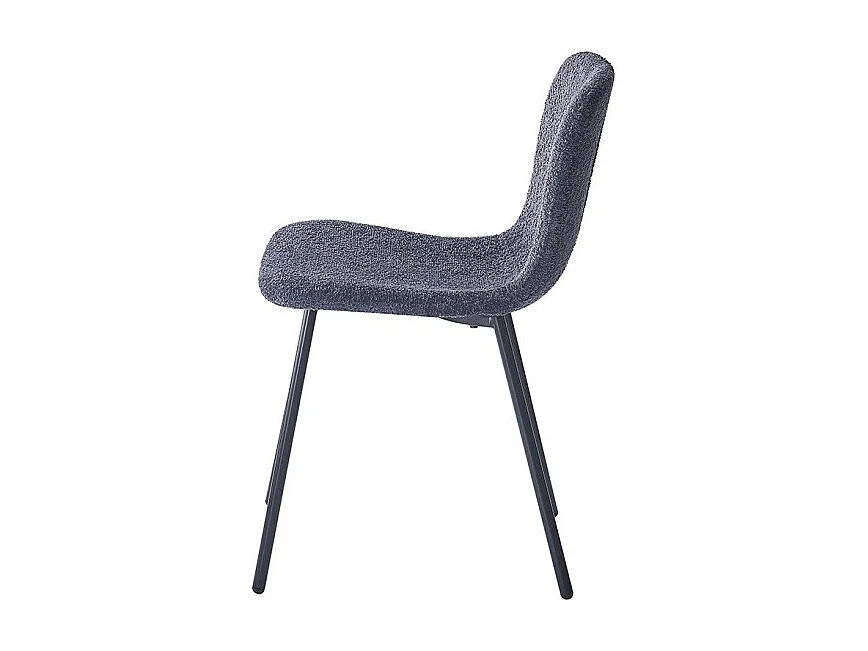 Cadeira com revestimento bouclé para sala de jantar na cor cinza escuro. Coleção ALCAN