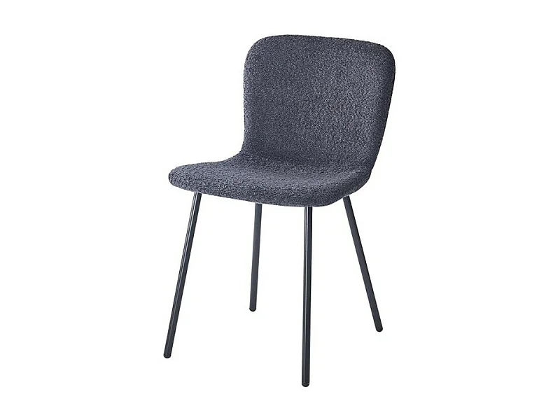 Chaise revêtement bouclé pour salle à manger coloris gris foncé. Collection ALCAN