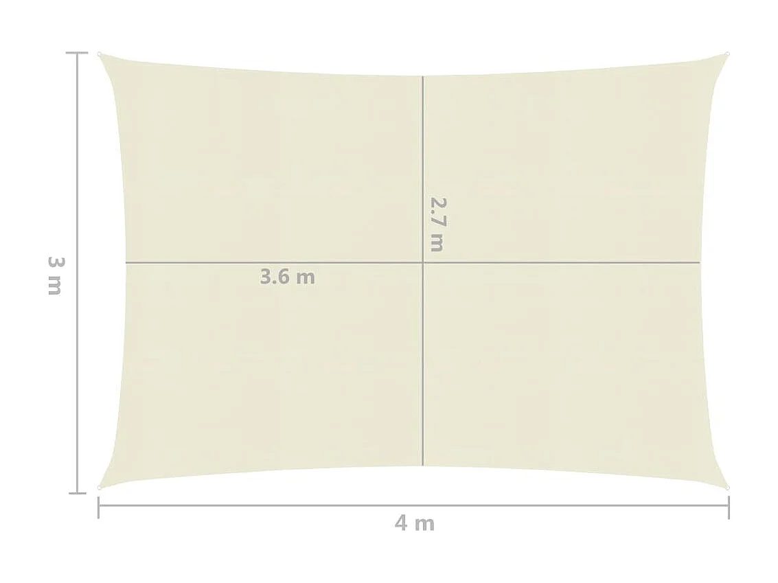 Voile toile d'ombrage parasol crème 400 x 300 x 300 cm 02_0009083