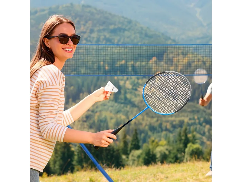 Set de Badminton complet avec filet 295 x 38 x 154 cm, raquettes, volants et étui de rangement