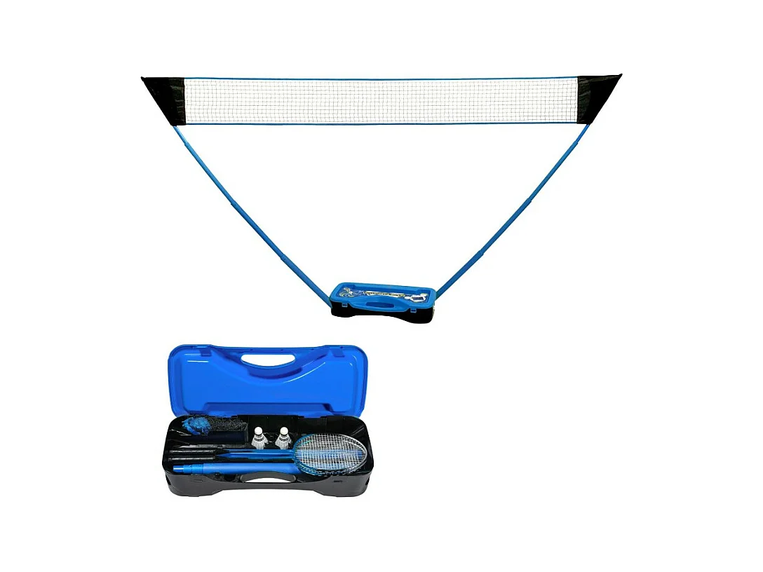 Set de Badminton complet avec filet 295 x 38 x 154 cm, raquettes, volants et étui de rangement