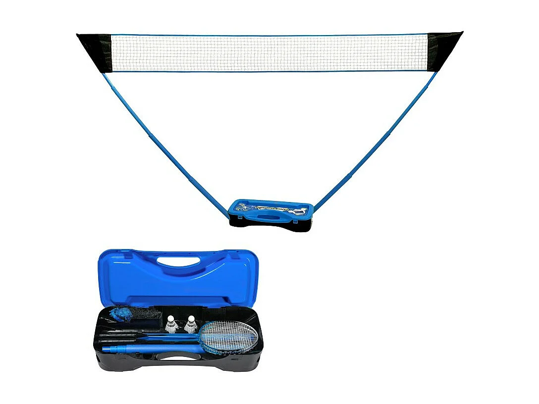 Set de Badminton complet avec filet 295 x 38 x 154 cm, raquettes, volants et étui de rangement
