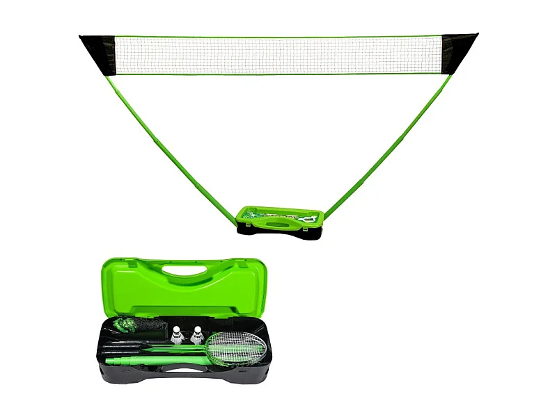 Set de Badminton complet avec filet 295 x 38 x 154 cm, raquettes, volants et étui de rangement