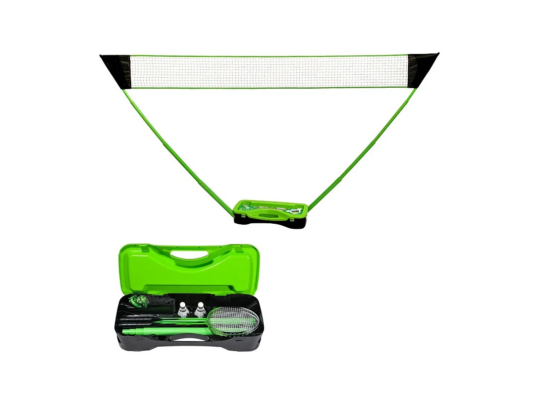 Set de Badminton complet avec filet 295 x 38 x 154 cm, raquettes, volants et étui de rangement