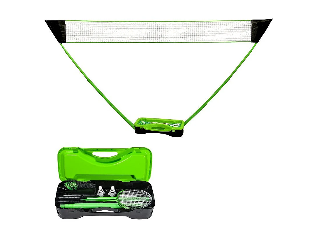 Set de Badminton complet avec filet 295 x 38 x 154 cm, raquettes, volants et étui de rangement