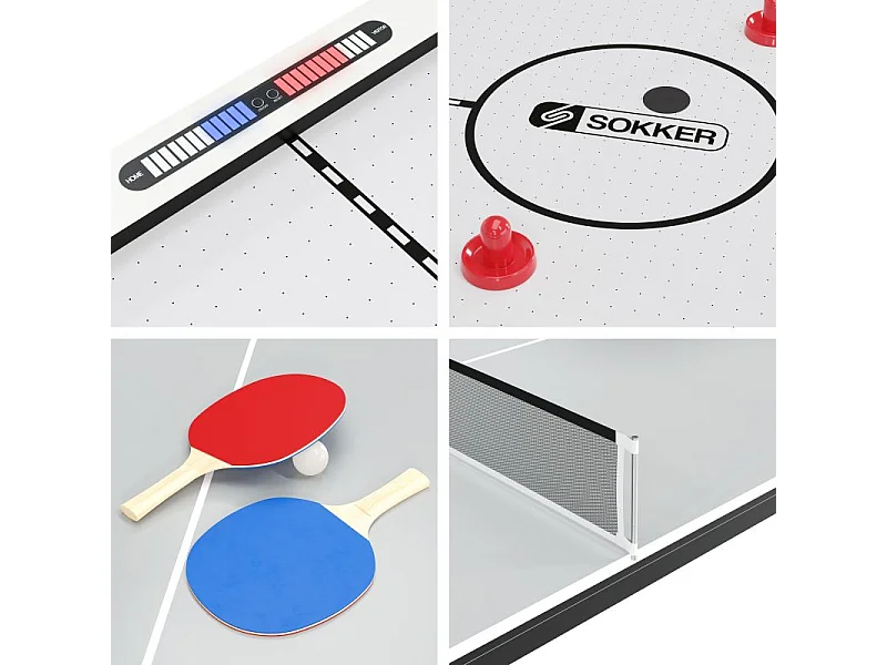 Table multi-jeux 3 en 1 - Samurai - Air Hockey, Ping-Pong et convertible Table dînatoire