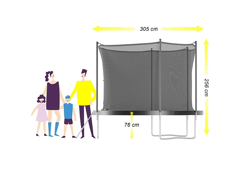 Trampoline de jardin ø 305 cm- 10FT- Filet intérieur, Matelas de protection et Echelle