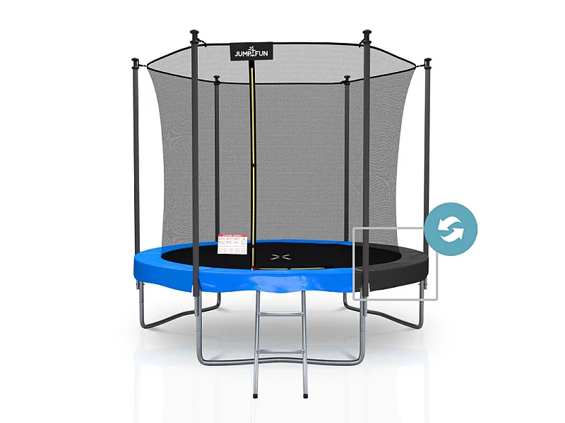 Trampoline extérieur Classique ø 244 cm- 8FT- Filet intérieur, Matelas de protection réversible et Echelle