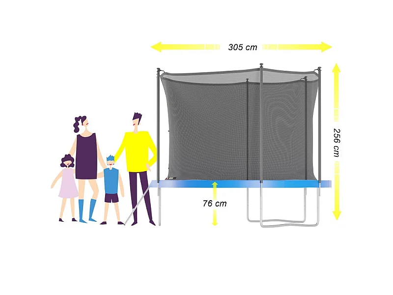 Trampoline de jardin ø 305 cm- 10FT- Filet intérieur, Matelas de protection et Echelle