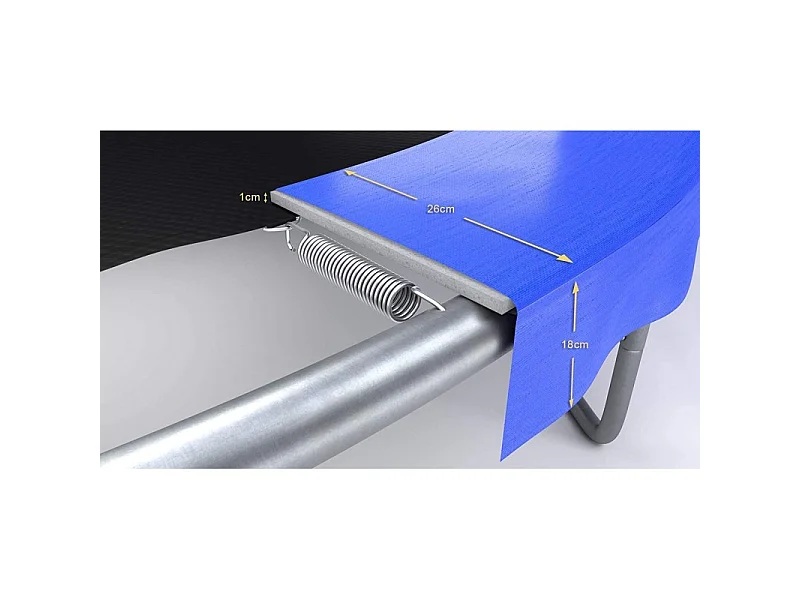 Trampoline extérieur Classique 8Ft ø244cm avec coussin de protection réversible Bleu/Noir, Echelle et Filet de sécurité