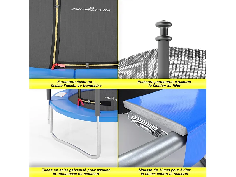 Trampoline de jardin Cocon ø150 cm- 5FT- Filet intérieur, Matelas de protection