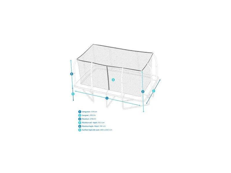 Trampoline de Jardin Rectangulaire XXL 518 x 305 cm - modèle Famille - avec Filet de sécurité, Matelas de Protection et Echelle