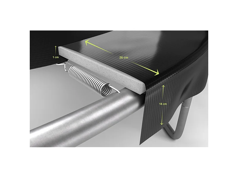 Trampoline de Jardin Deluxe 10FT ø305cm Noir - avec Filet de sécurité, Tapis de saut, Coussin de protection, Echelle