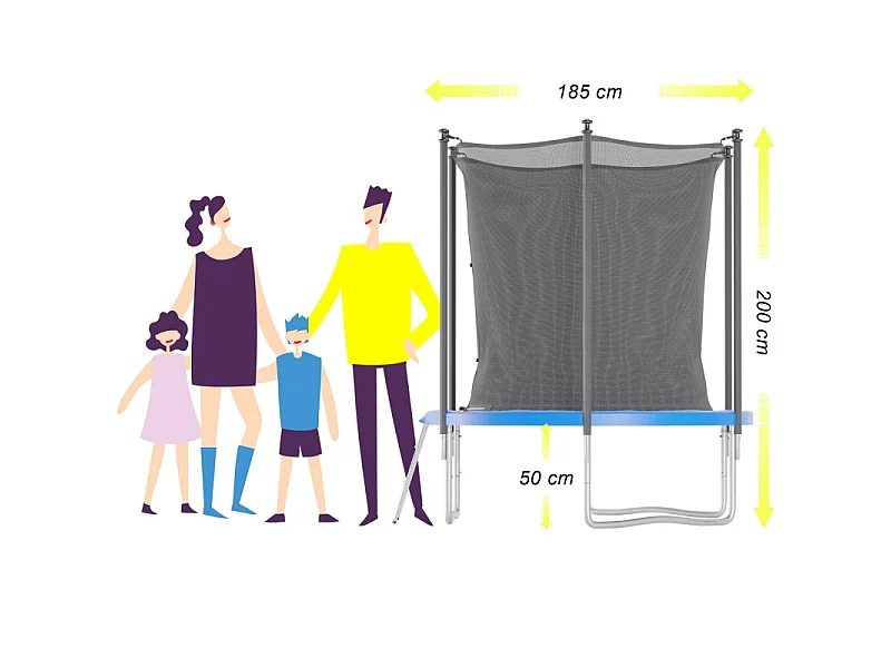 Trampoline de jardin ø185 cm / 6FT avec Filet intérieur, Matelas de protection et Echelle