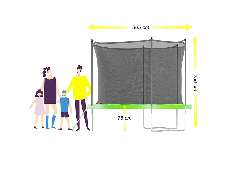Trampoline de jardin ø 305 cm- 10FT- Filet intérieur, Matelas de protection et Echelle