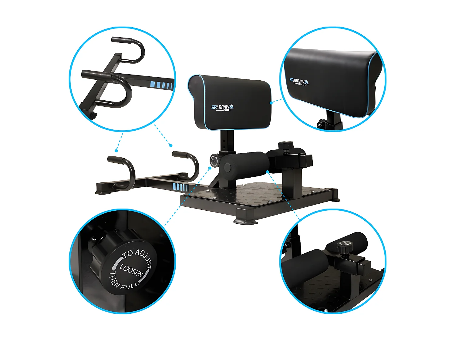 Squat Machine ALTIUS Appareil de musculation multifonction 88 x 56 x 50 cm - Dossier réglable en hauteur - Charge max 120kg