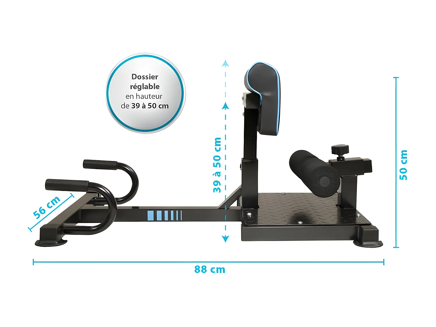 Squat Machine ALTIUS Appareil de musculation multifonction 88 x 56 x 50 cm - Dossier réglable en hauteur - Charge max 120kg