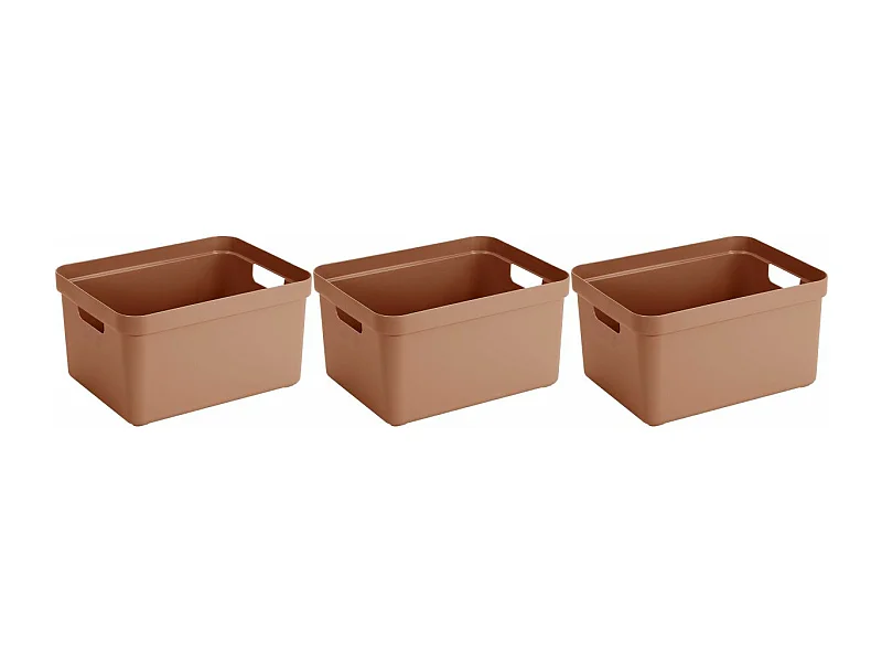 Boite de rangement Sigma home Box 32 L (Lot de 3) Terracotta