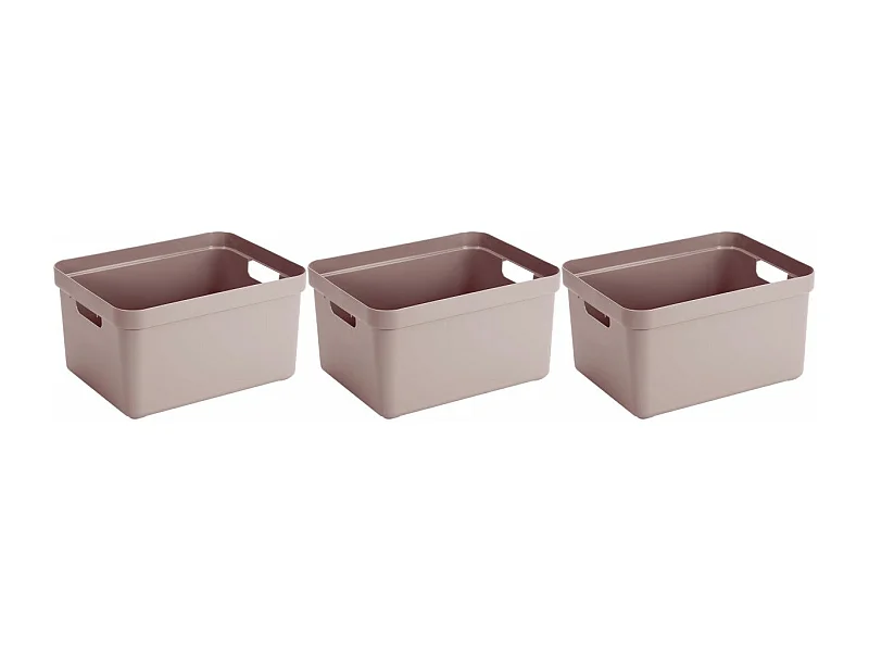 Boite de rangement Sigma home Box 32 L (Lot de 3) Rose