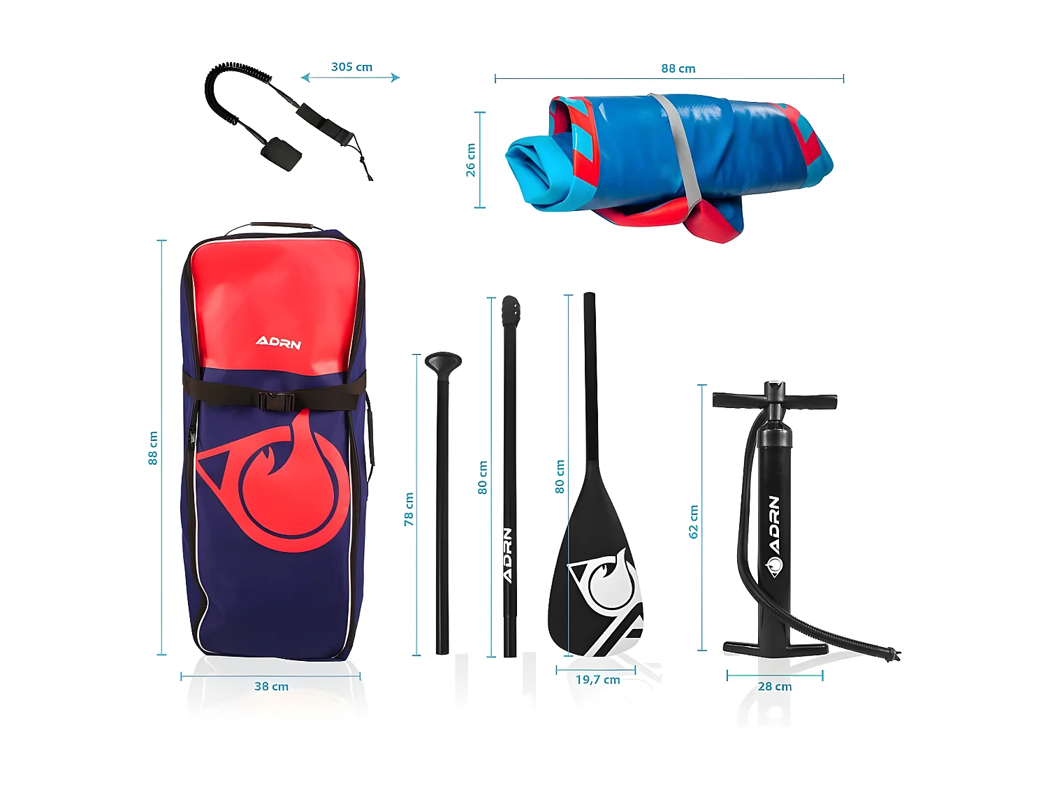 Paddle Gonflable TOURER 11'6 34'' 6'' (350x86x15cm) avec Pompe, Pagaie, Dérive, Leash et Sac de transport