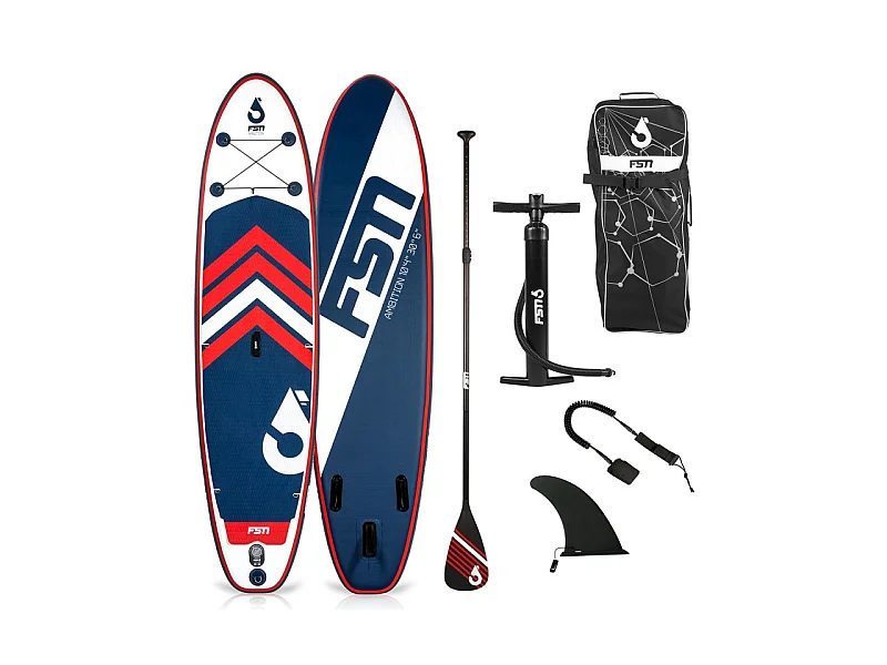 Paddle gonflable AMBITION 10'4 - 317x76x15 cm - Stand up paddle avec pagaie, leash, pompe, anneaux de kayak et sac de transport