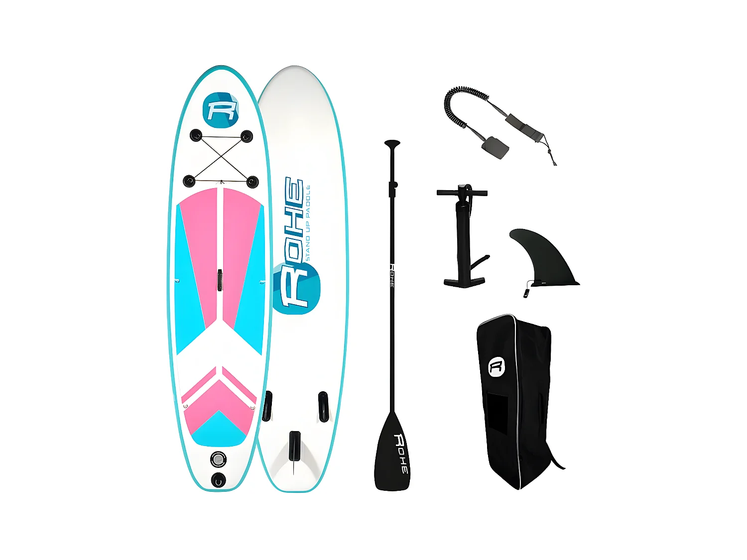 Stand Up Paddle Gonflable INDIANA PINK 9'9'' (297cm) 30'' (76cm) 4'' (10cm) avec Pompe, Pagaie, Leash et Sac de transport