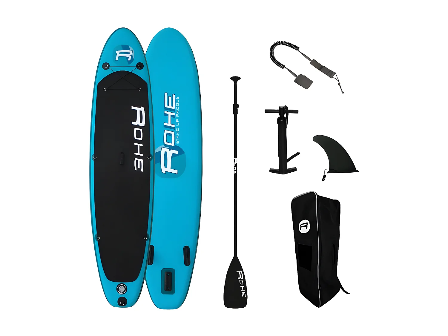 Stand Up Paddle Gonflable PACIFIC ROHE - 10'6'' (320cm) 30'' (76cm) 6'' (15cm) avec Pompe, Pagaie, Leash et Sac de transport
