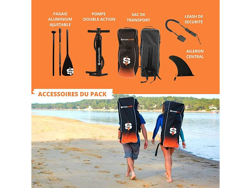 Paddle Gonflable L 11' 32'' 6'' (335 x 81 x 15 cm) avec Pagaie, Leash, Pompe et Sac de Transport