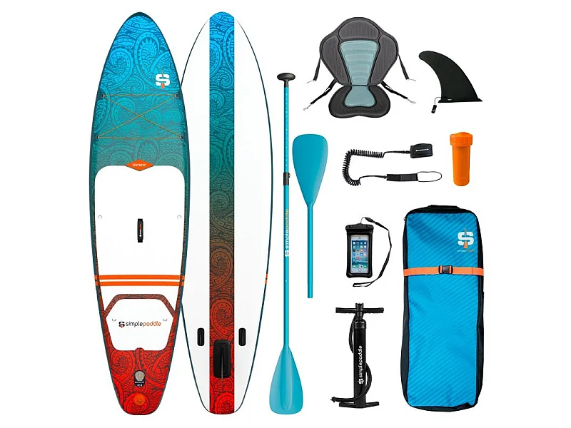 Paddle gonflable OCEAN 10'6 (320 X 76 X 15 Cm) avec Pagaie, Siège, Leash, Pompe, Pochette téléphone et Sac de transport