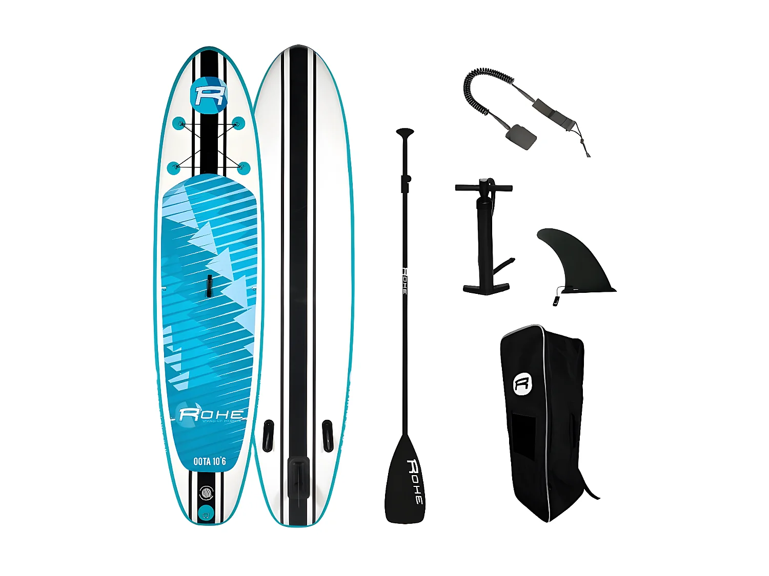 Stand Up Paddle Gonflable OOTA ROHE - 10'6'' (320cm) 30'' (76cm) 6'' (15cm) avec Pompe, Pagaie, Leash et Sac de transport