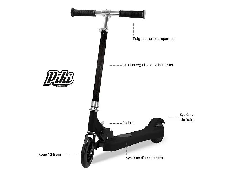 Trottinette avec assistance électrique PIKI Wonder One pliable pour Enfant - 100w / Batterie Lithium