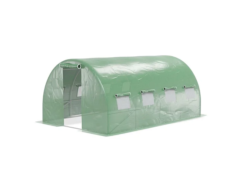 Serre de Jardin Tunnel 12m² - bâche armée - avec fenêtres latérales et porte zipée