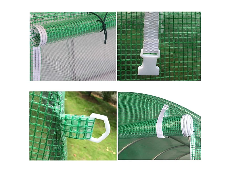 Serre de Jardin Tunnel 18m² - bâche armée - avec fenêtres latérales et porte zipée