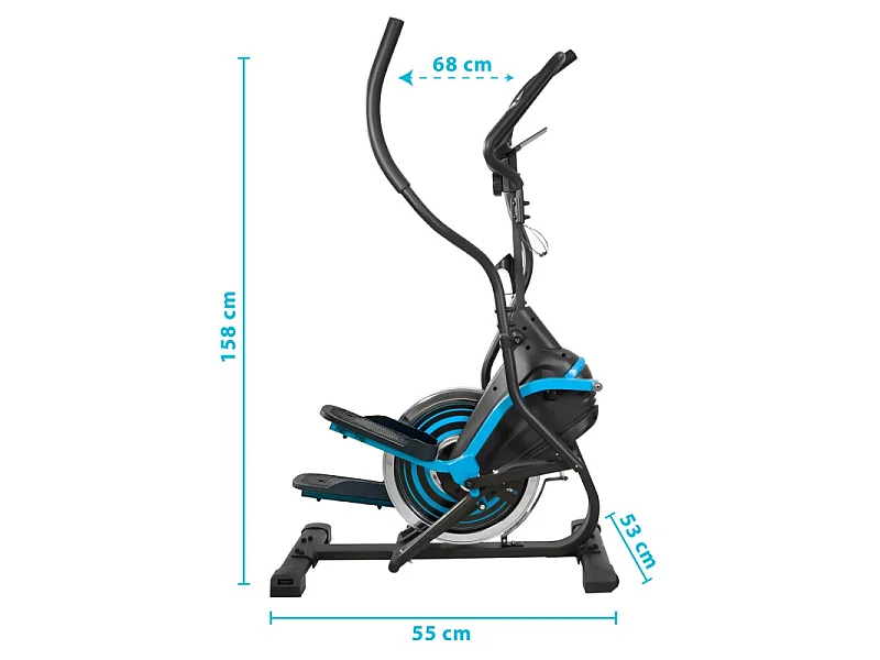Vélo Elliptique SUPER SMART BIKE Cross trainer - 8 niveaux de résistance magnétique - Roue inertie 7Kg, Ecran d'entraînement