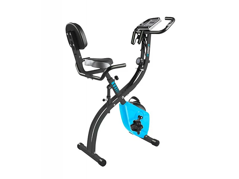 Vélo d'appartement compact et pliable SUPER X BIKE - Réglable, Roue inertie 1.6Kg, 8 niveaux de résistance, Ecran d'entraînement