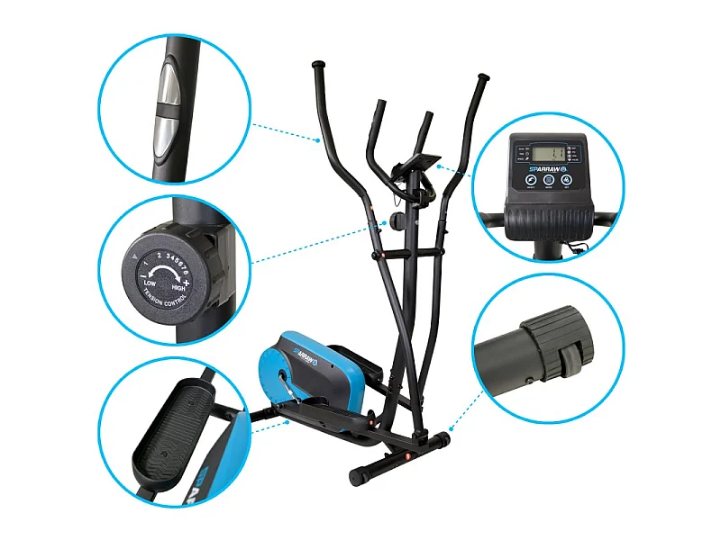 Vélo Elliptique d'appartement SMART BIKE 8 niveaux de résistance magnétique - Roue inertie 3Kg, Ecran d'entraînement